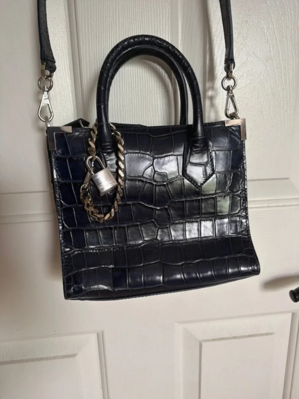 THE KOOPLES Ming Croc-Embossed Leather Tote Bag